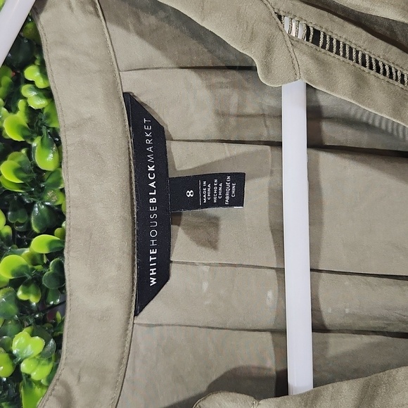 White House Black Market Light Green Princess Sleeve Silky Blouse - Size Medium - Picture 4 of 11